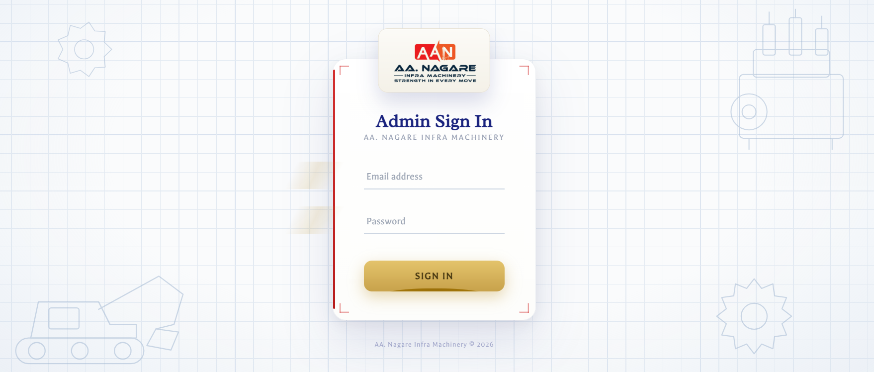 AAN Billing Software — Admin Dashboard, AA. Nagare Infra Machinery